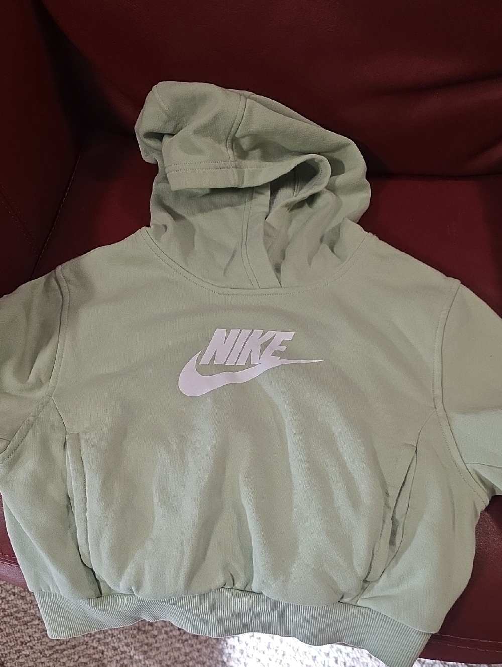 Nike Light Sage Green Pullover Hoodie with White Swoosh
